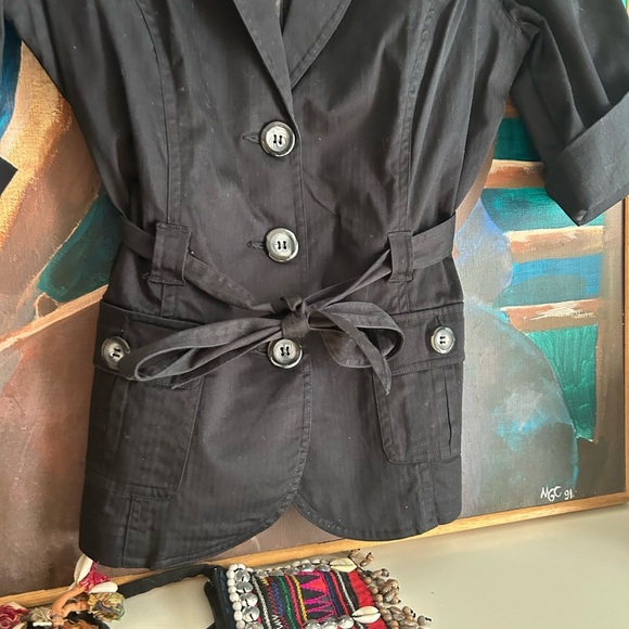 Smart Set Black Blazer with Belted Waist 9 - Picture 9 of 14